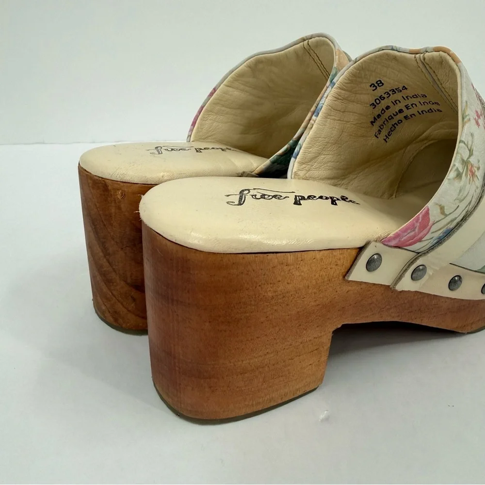 Free People Calabasas Floral Wood Clog Size 38 or US 7.5 - Picture 5 of 13
